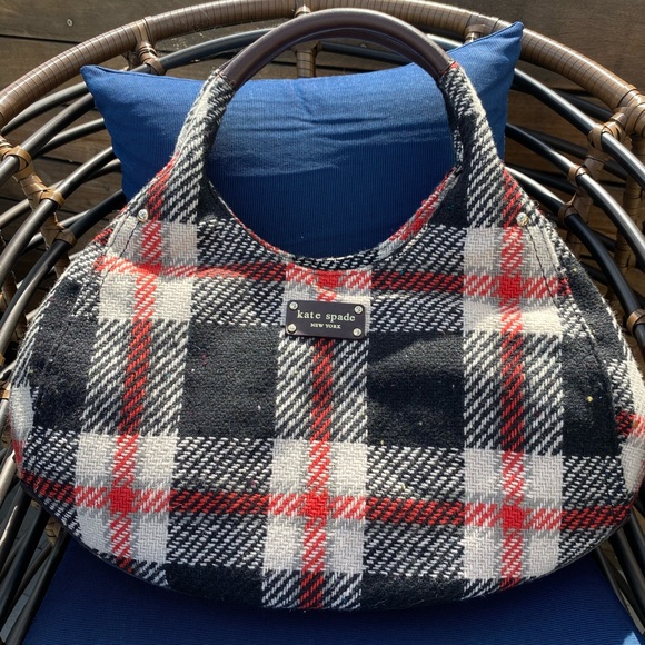 ♥️ ♠️ Kate Spade Shon Ruby Park Plaid Hobo Bag - Picture 3 of 16